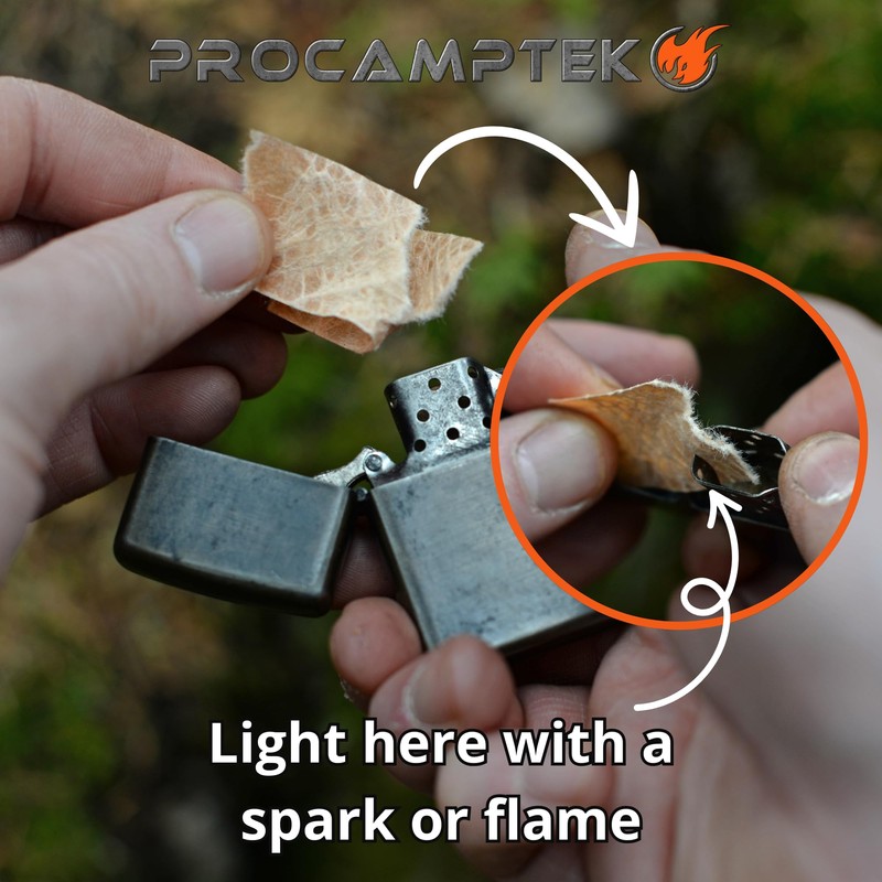 Procamptek Fire Strip Roll 55-feet Weatherproof Waxed Fire Starter Tinder