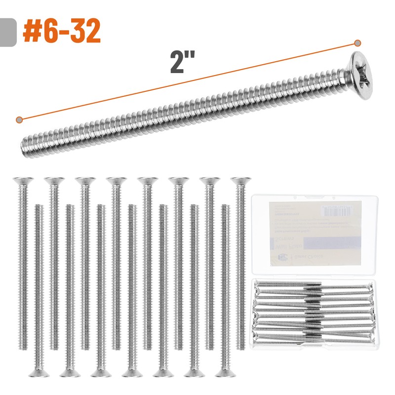 Bates- Wall Plate Screws, 6-32 x 2, 30 pcs, Long