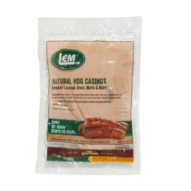 LEM Products Natural Hog Casings, 32-35mm, Edible Sausage Casings, Stuffs Approximately 30 Pounds, Great for Sausage Links, Franks, Metts, and More, 6.1 Ounce Package