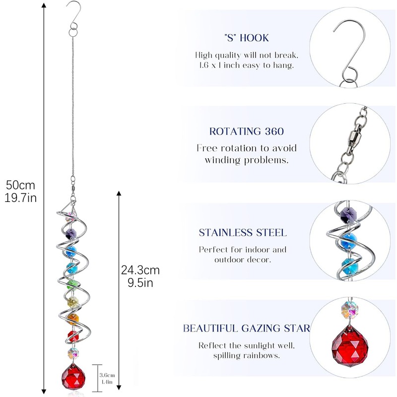 H&D HYALINE & DORA 7 Pack Crystal Suncatchers for Windows