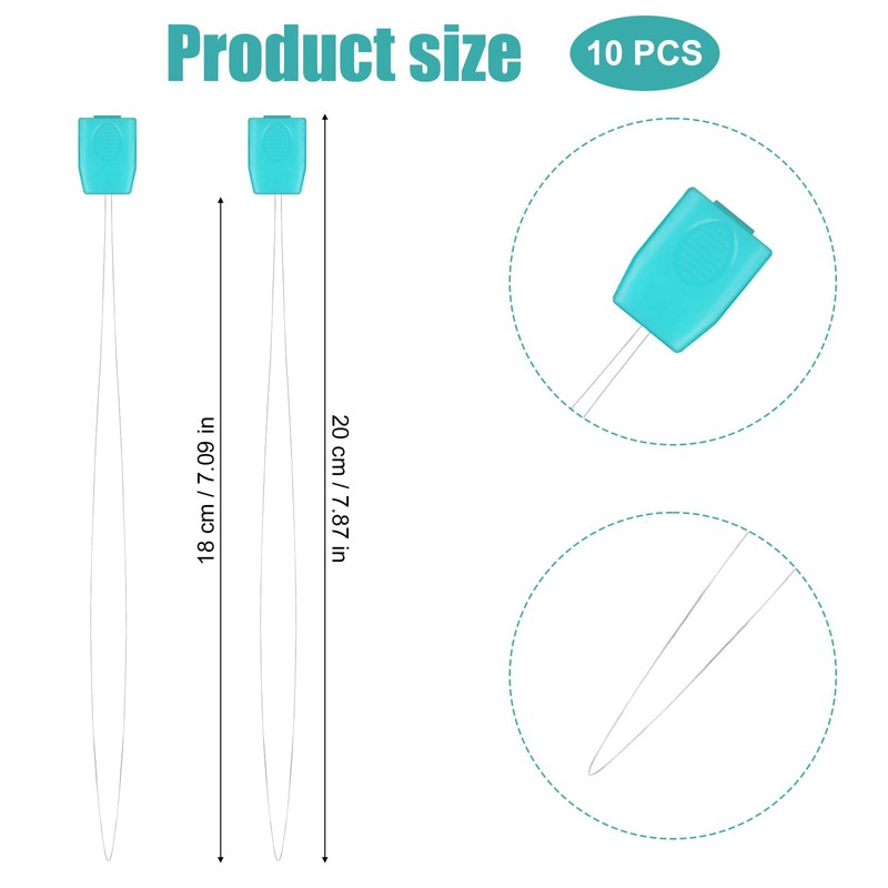 10pcs Punch Needle Threader, 7.87 Inch Long Needle Threaders Stitching