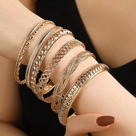 Gold Bracelet Stack Bracelet Stack for Women Stackable Bracelets Bangle Bracelets Indian Bracelets Boho Bracelets Chunky Bracelets Gold Jewelry Set for Teen Girls