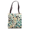 Teal Black Creme Leopard Pattern Boho Style Pattern Tote Bag