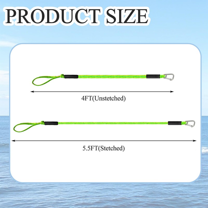 4-Pack Boat Bungee Dock Line for Temporary Boat Docking,– 4FT