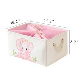 INough - Contenedores de almacenamiento de elefante rosa para niños, caja de regalo para bebé, cesta de almacenamiento plegable para ropa, cestas de tela para bebé, niños, habitación de guardería