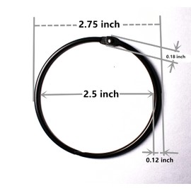 Black Book Binder Rings Clips (8 Pack) 2.75 inch Loose Leaf Ring for Index Cards Note Paper Metal Plated