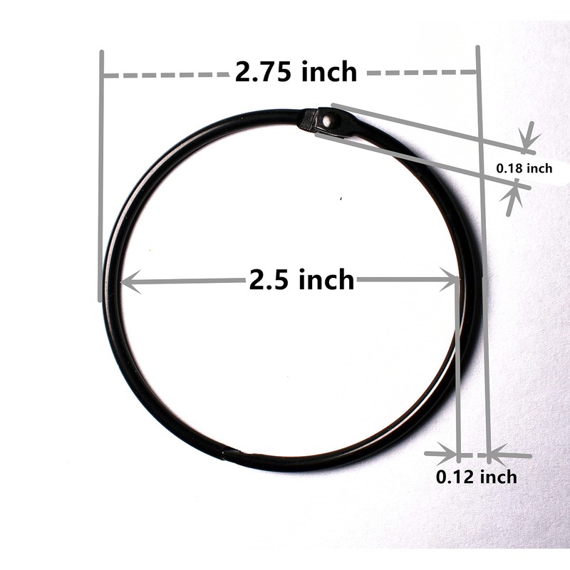 Black Book Binder Rings Clips (8 Pack) 2.75 inch Loose