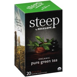 steep Organic Pure Green Tea, Caffeinated, 20 Count (Pack of 6), 120 Tea Bags Total