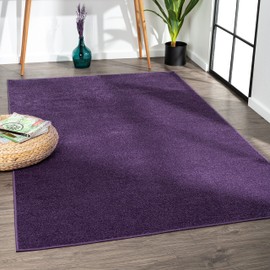 JONATHAN Y SEU100N-5 Haze Solid Low-Pile Indoor Area-Rug, Coastal, Bohemian, Minimalist Easy-Washing,Bedroom,Kitchen,Living Room,Non Shedding, Purple, 5 X 8
