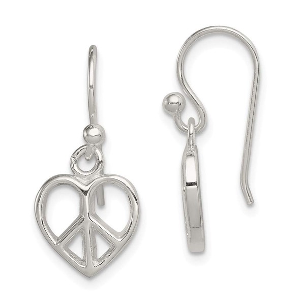 Solid 925 Sterling Silver Peace Sign Sign Love Heart Shepherd