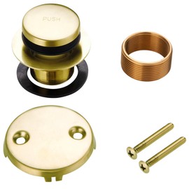 Tip Toe Bathtub Tub Drain Conversion Kit Assembly, Wellup Tub Drains Trim Kit with Two Hole Overflow Faceplate, Gold Brushed Brass