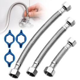 3 Stück 10cm, 20cm, 30cm Flexschlauch 1/2 Zoll, Überwurf Beidseitig Panzerschlauch 1/2 Zoll Edelstahlumflechtung Anschlussschlauch Armatur Flexibler Verbindungsschlauch für Wasserhahn Eckventil Bad WC