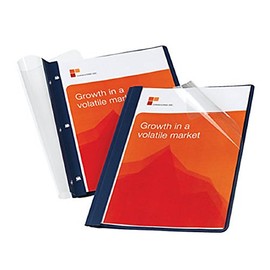 Office Depot® Brand Linen Clear-Front Report Covers, Navy, Pack Of 5