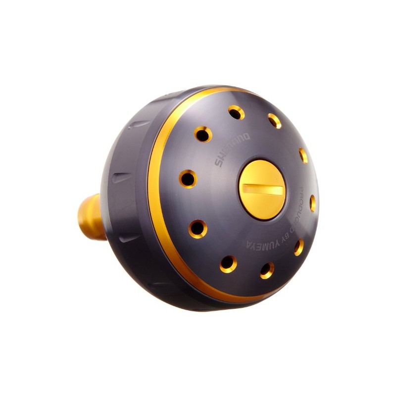シマノ(SHIMANO) 純正 リールパーツ 夢屋 アルミラウンド型 パワーハンドルノブ ブラック/ゴールド Lノブ TypeB用 26293