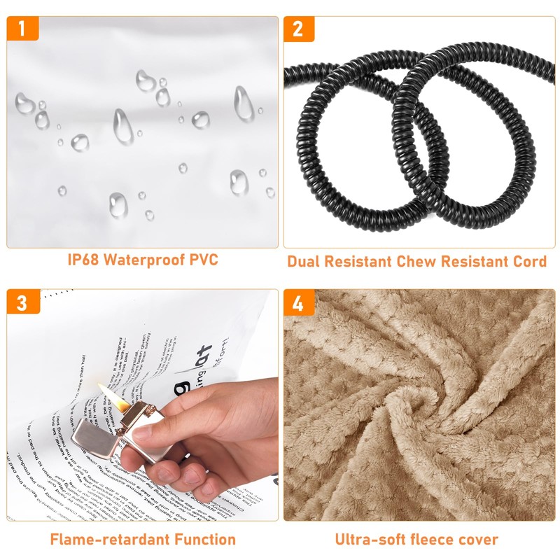 INVENHO Extra Large Pet Heating Pad, Adjustable Temperature Waterproof Dog