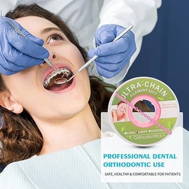 ANNWAH ANNWAH Dental Colorful Orthodontic Braces Rubber Chains,Dental Rubber Chains for Braces Power Chains for Orthodontic Treatment(Short,Pink 20)