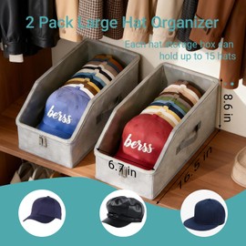 cingcinq Stackable Hat Storage for Baseball Caps, 2 Pack Large Hat Organizer with Dust-Proof Fully Transparent Lid, Fits 24-30 Caps with Sturdy Interior Support, for Closet Bedroom Shelf (2PCS)