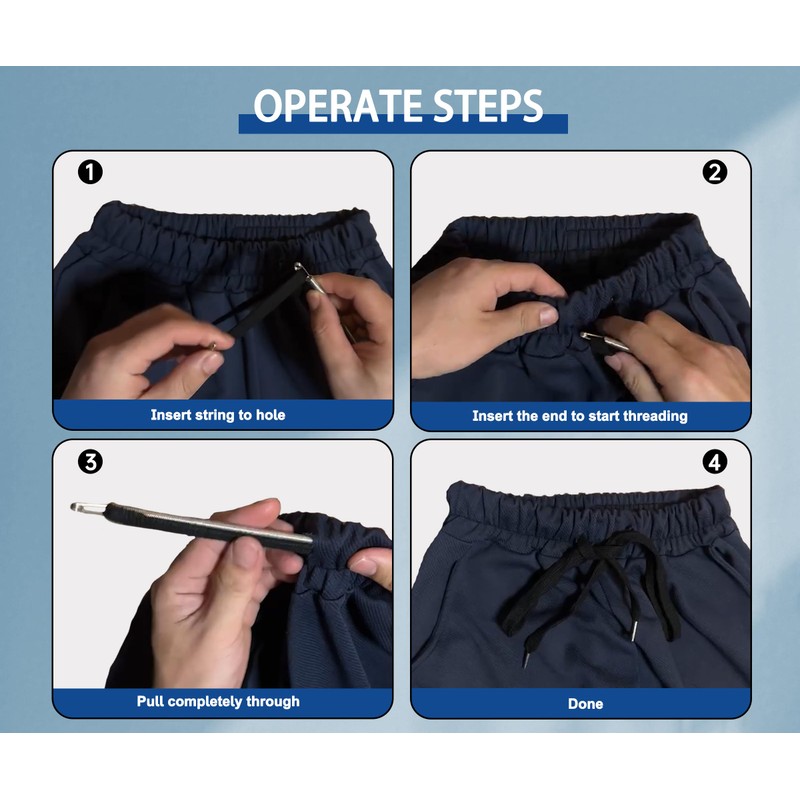 3/8" x 55" Flat Drawstring Cord with Easy Threader Drawstring