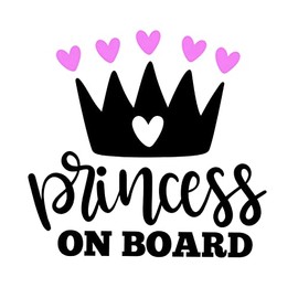 Princess on Board Car Sticker, Baby Girl Car Window Sticker, Baby Safety Sign Decal Car Sticker, Waterproof Vinyl Car Sticker for Child Safety, Car Window Sticker, Baby Girl Child Safety Car Sticker