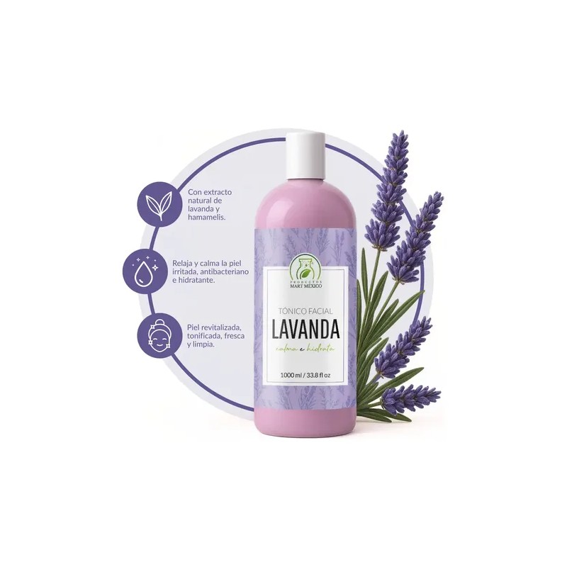 Tónico Facial Productos Mart Mexico 1L Hipoalergénico Sin Parabenos Lavanda