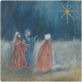 Fine Art Canvas Christmas Amen Magi Canvas Wall Decor by Artist Caroline Simas for Living Room, Bedroom, Bathroom, Kitchen, Office, Bar, Dining & Guest Room - Ready to Hang - 18 in x 18 in