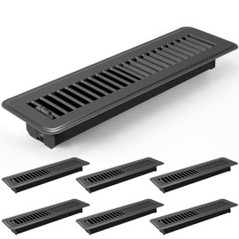Tandefio 6 Pcs 2" x 12" Floor Register Vent Covers Metal Heavy Duty Walkable Floor Air Vent Covers with Rust Proof Finish Grille Easy Adjust Air Supply Lever for Home Wall Ceiling (Gray)