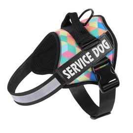 Belababy Service Dog Harness X Small, Assistance Emotional Support Dog in Training Harness No Pull with Safety Buckle, Reflective Adjustable Breathable Soft Dog Harness（Square）
