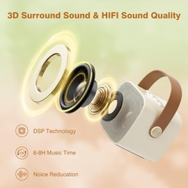 Mini Karaoke Machine for Kids Adults, Portable Bluetooth Karaoke Speaker with 2 Wireless Microphones for Girls Boys 3-11,12+ Years Old, Gifts for Family Home Birthday Party