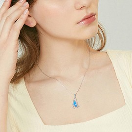 HUKKUN Butterfly Fairy Necklace for Women 925 Sterling Silver Blue Opal Butterfly Fairy Pendant Necklace Jewellery Gifts for Women Girls