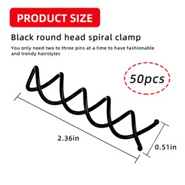 DOKLY 50 Pack Spiral Hair Pin Spin Pin Spiral Hair Clip Spin Clip Bun Stick Pick for DIY Hair Style(Black)