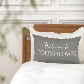 HONLUNG Welcome to Poundtown Funny Throw Pillow Covers,Farmhouse Home Decorative Throw Pillow Cases 12’’x20’’ for Home Bedroom Living Room Wedding Room（Gray）