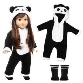 Doll Clothes for 13-18 Inch Baby Dolls, Sweet Outfits Jumpsuit Top Hat and Socks for 30-45 cm New Born Baby Dolls Girls Birthday (Panda-2)(No Doll)
