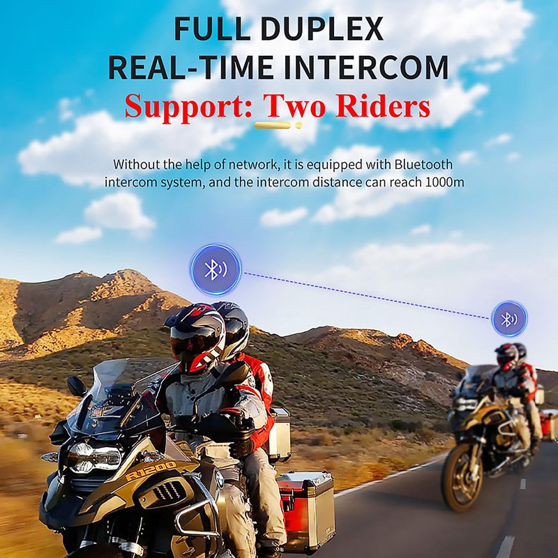 1Storm Motorcycle Full Face Dual Visor Helmet Bundle with Freedconn