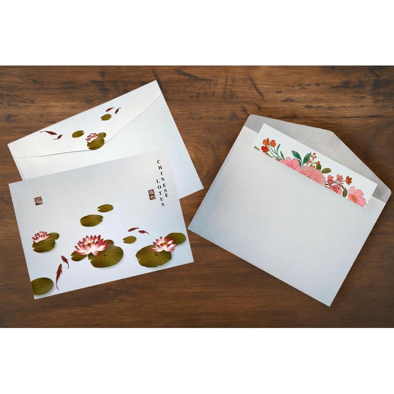 Tanshuqin 10 Pack Flower Envelopes 6.18 x 9.06 Inch Lotus