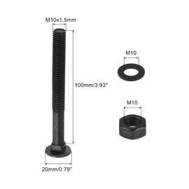 sourcing map M10 x 95mm Carriage Bolt Kit, 12 Set Round Head Square Neck Screws, Carriage Bolts Screws Set Includes Washers and Nuts - Carbon Steel Black Oxide for Fastening Accessories