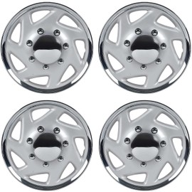 TULALUX Chrome Hubcaps Compatible with Ford F250 F350 E150 E250 E350 Excursion 1979-2016 16 inch Wheel Covers ; Set of 4 Pcs