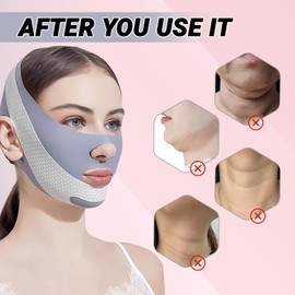 Chin Lift Mask,V Line Face Lifting Chin Mask Reusable Suitable for Firming Skin Can Be Used by Both Men and Women (Star Grey)