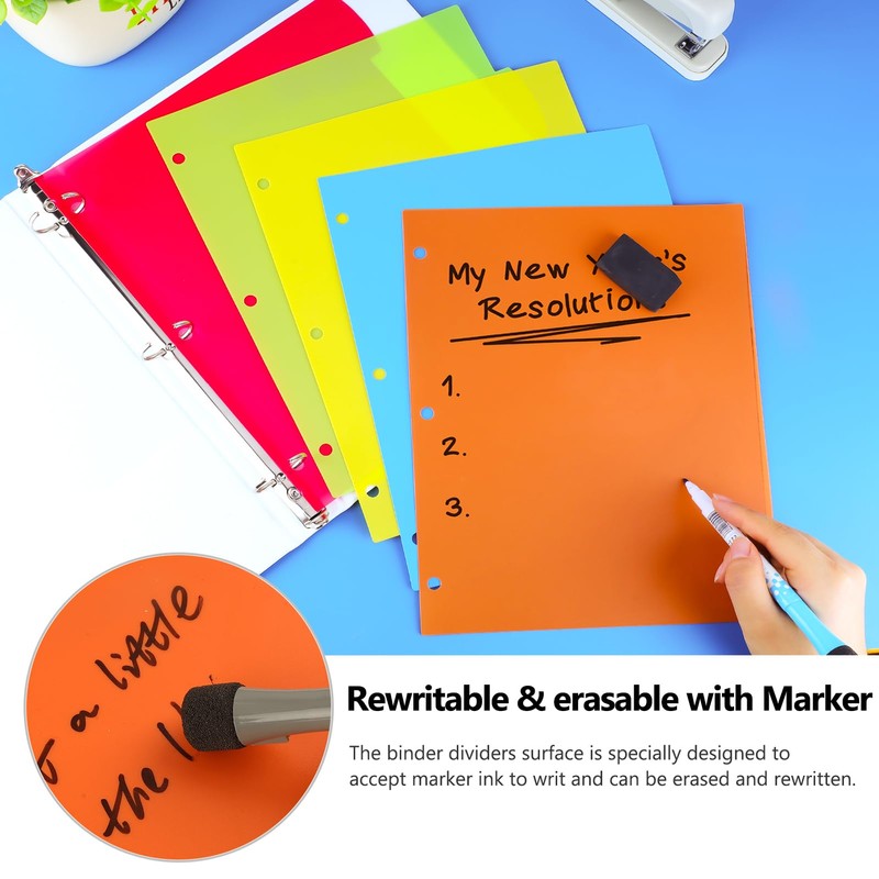 HABGP 3 Ring Binder Dividers with Tabs, 10PCS/2 Set Plastic