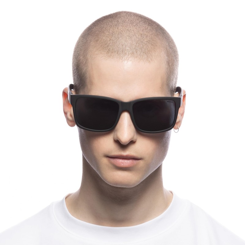 Solarized Square D-Frame Sunglasses - Black Rubber, D-Frame, Men's, Classic