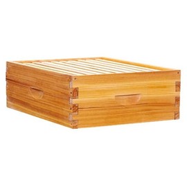 Beehive Box Langstroth Medium Super Bee Box for Sale Wax Coated Bee Hives Includes Wooden Frames & Waxed Foundations(Unassembled) - Size: Logo Free 10 frame