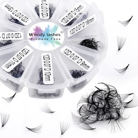 Ready-to-Use Fan Eyelash Extension, 12D, Pack of 500, 9-16 mm, 0.07 mm, C Curl, Ready Volume Eyelashes, Fans, Premade Volume Fans Russian Eyelash Extension (500-12D-0,07-C-9-16)