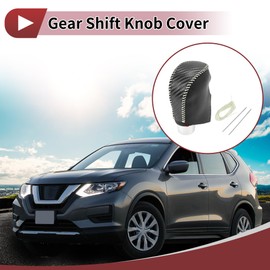 HEROFFIX Gear Shift Knob Cover Stick Shifting Handle Protector for Nissan Rogue 2014-2016 Black Carbon Fiber Beige Faux Leather 1 Pc Anti-Slip Car