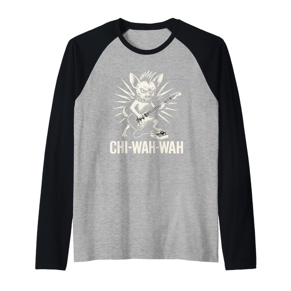 Chihuahua Dog Guitarist Wah Pedal Punk Rocker Music Raglan Baseball