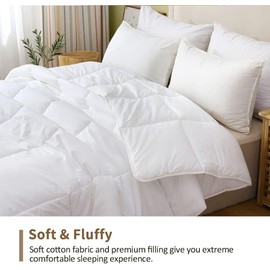 DWR 100% Cotton Fabric Covered Lightweight Down Alternative Comforter California King, Ultra-Soft Skin-Friendly Breathable Eucalyptus Microfiber Filled Duvet Insert for Hot Sleeper (102x94, White)