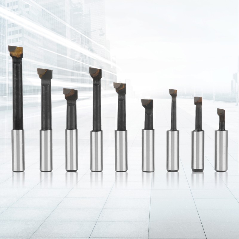 9pcs 3/8" Round Shank Boring Bar Set High speed Steel