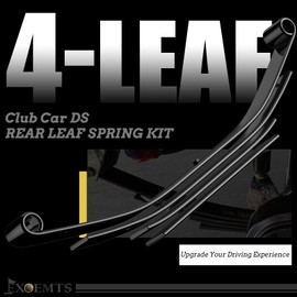 Heavy Duty 4-Leaf Rear Spring Kit for Club Car DS 1982-Up Gas & Electric Golf Cart, Includes Bushings, Sleeves, U-Bolts, OEM# 1014675, 1012303, 1015583, Enhanced Stability & Smooth Ride