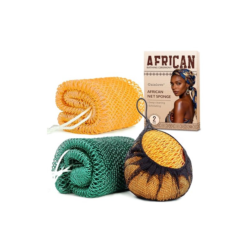 2 Pack African Net Sponge Exfoliating Body Scrubber Bath Sponge