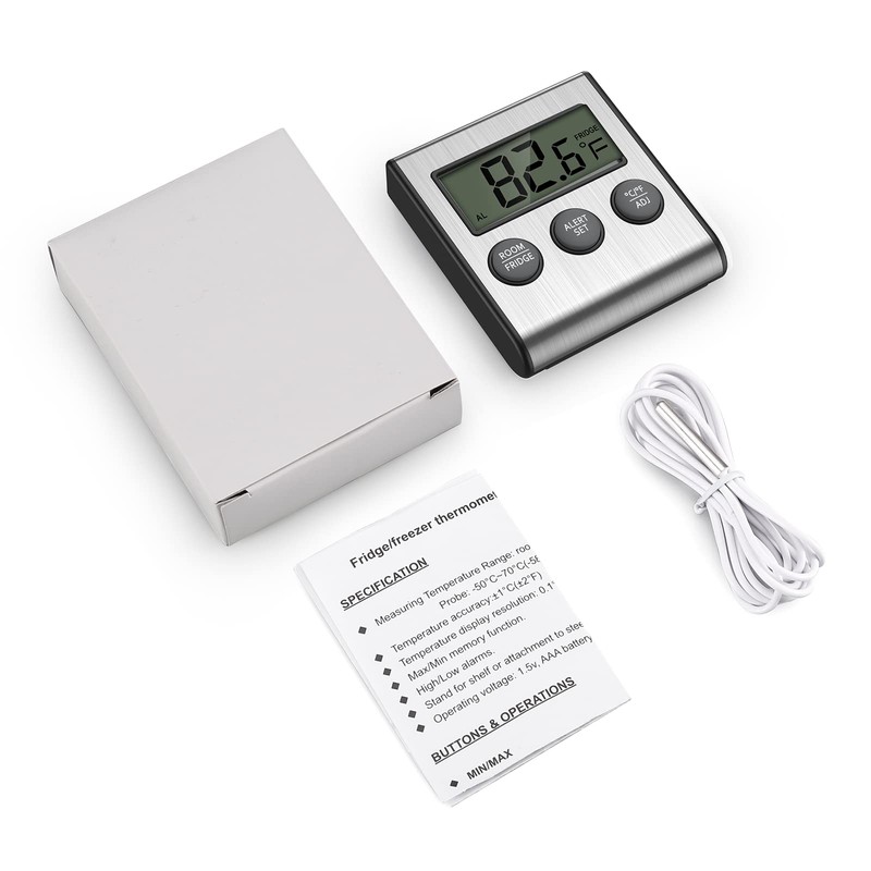 Upgraded Refrigerator Thermometer, Freezer Thermometer with High & Low Temperature