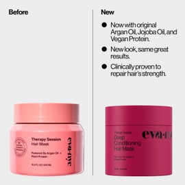 Eva NYC Therapy Session Deep Conditioning Hair Mask with Vegan Protein, Jojoba Oil + Argan Oil - Hydrate, Soften + Repair Hair Strength - Sulfate Free - Warm Vanilla Scent - 13.5 fl oz