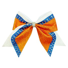 Back to School Bow Hair Clip Girls Glitter Hair Bow Cheer Bow 8 Inch Glitter Large Bow Hair Pin School Hair Accessory Performance Hair Bow TSFJ72 (Orange)